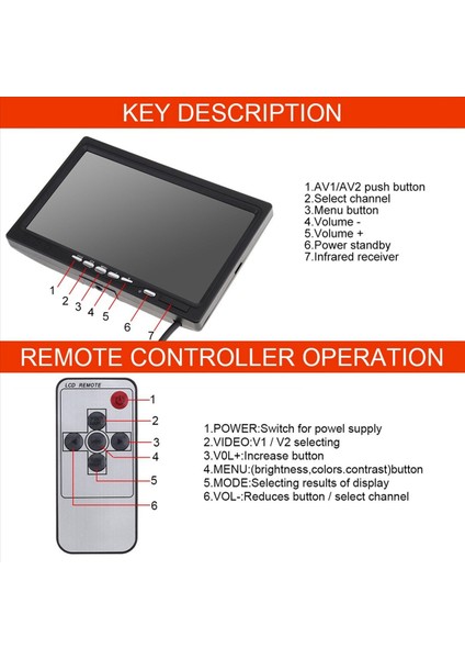 2x 12V-24V 7 Inç Tft LCD Renk Hd Monitör Araba Kamyonu Için Cctv Ters Arka Görünüm Yedek Kamera (Yurt Dışından) indirimleri