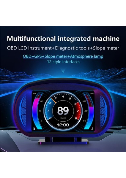 P2 Araç Hud Başlık Ekranı Obd Gps Araç Hızı ve Gradyan Ölçer Su Sıcaklığı ve Yakıt Tüketimi (Yurt Dışından) modelleri