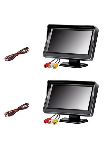 2x Arka Görüntü Kamera Geniş Derece 4 3 Inç Tft LCD Ekran Veya Monitör Su Geçirmez Gece Görme Ters Yedekleme Monitör (Yurt Dışından)