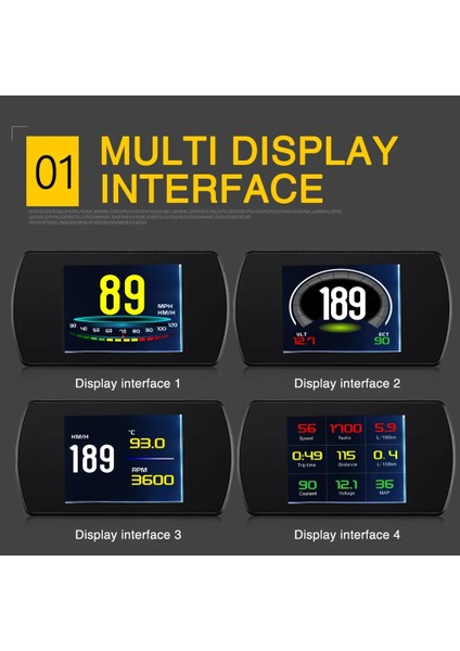 Baş Yukarı Ekran P12 Araba Dijital Obd Göstergesi Hud Otomatik Teşhis Araçları Dijital Metre Tft Hd Ekran Hız Saati Rpm Voltajı (Yurt Dışından) modelleri