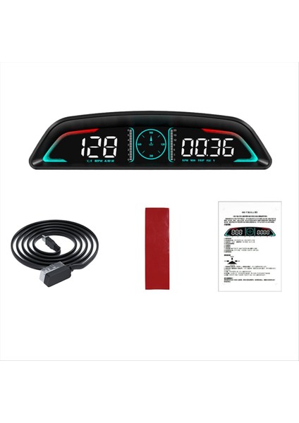 Araba Hd Başlık Ekranı Obd2 Gps Akıllı Hud Hud Otomatik Dijital Hız Türometresi Rpm Voltaj Güvenlik Alarm Ekranı B3 (Yurt Dışından)