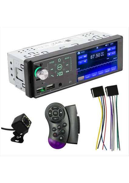 Araba Radyosu Tek Din Araba Stereo Alıcı 4 1 Inç Dokunmatik Ekran Bluetooth Mp5 Oynatıcı Ayna Bağlantı+Yedek Kamera Swc (Yurt Dışından)