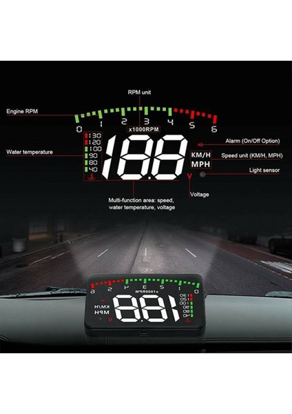 A900 Obd Hud Kafa Araç Araç Uyarı Uyarı Ön Cam Projektör Su Sıcaklık Voltaj Taşometre Rpm Mph (Yurt Dışından) fiyatları