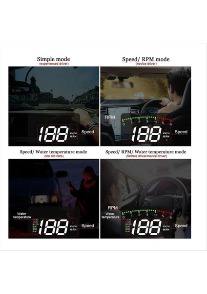A900 Obd Hud Kafa Araç Araç Uyarı Uyarı Ön Cam Projektör Su Sıcaklık Voltaj Taşometre Rpm Mph (Yurt Dışından) indirimleri