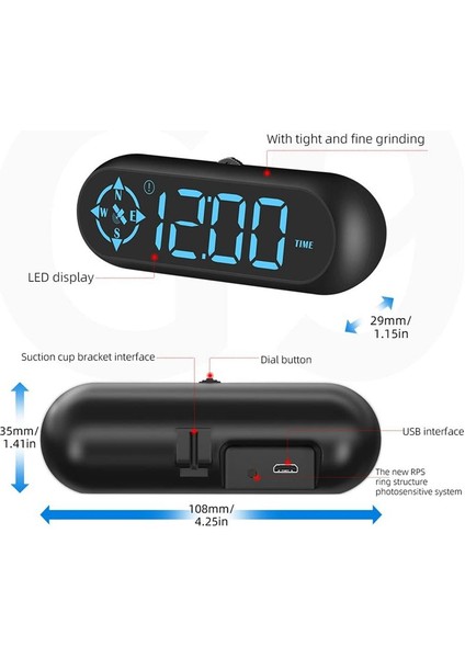 Dijital Araba Gps Hızölçer Araba Hud Head Up Section Mph Pusula Sürüş Yönü Yorgunluk Sürüş Hatırlatma (Yurt Dışından) fiyatları