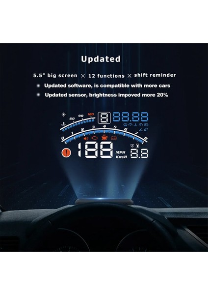 V41 Başlık Ekran Aracı Obdıı Euobd 5 5in Ön Cam Projektör Hud Ekran Vardiya Hatırlatma Su Sıcaklığı Rpm Km/s (Yurt Dışından) modelleri
