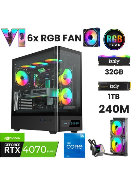 Nextgen D I5-13400F 32GB 1tb M.2 Nvme Rtx 4070 Super 12GB 240MM Sıvı Soğutma Oyuncu Masaüstü Bilgisayarı