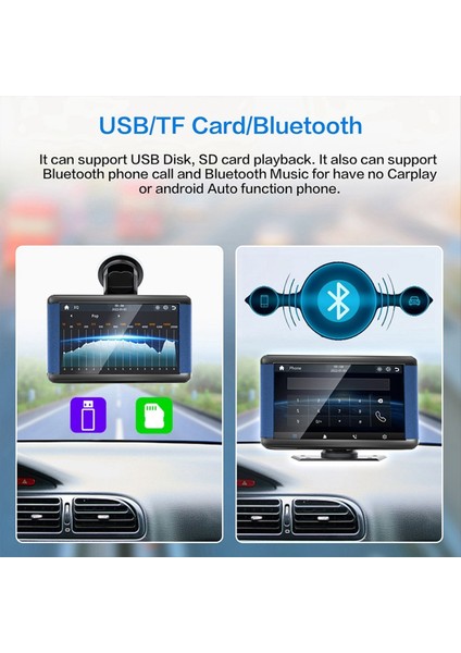 7inch Araba Kapasitif Dokunmatik Ekran Kablosuz Carplay ve Android Otomatik Otomobil Taşınabilir Multimedya Oyuncu Navigasyon Ekranı B (Yurt Dışından) indirimleri