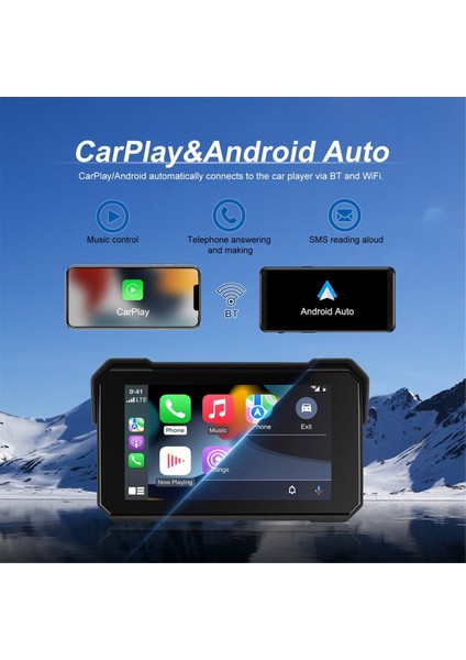 5 Inç Motosiklet Taşınabilir Gps Navigasyon Ekranı Kablosuz Carplay Android Auto IP68 Su Geçirmez Ekran Bluetooth (Yurt Dışından) indirimleri