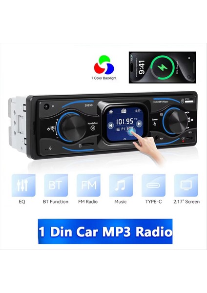 1din Araba Mp3 Çalar Radyo 2 17INCH Dokunmatik Ekran Destek Usb/sd/aux Renkli Işıklar Bluetooth Fm (Yurt Dışından) modelleri