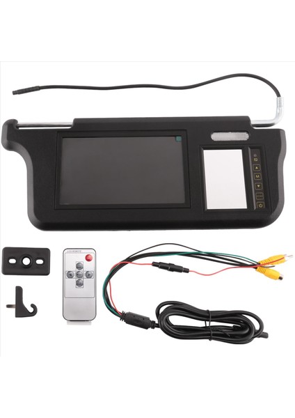 7inch Siyah Araba Sağ Güneş Vizörü Arka Görünüm Ayna Ekranı LCD Monitör 2 Kanal Video (Yurt Dışından) fiyatları