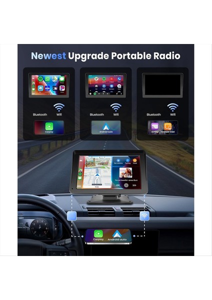 Taşınabilir Araba Stereo Kablosuz Carplay Android Otomatik Bluetooth Hands-Serbest/ayna Bağlantısı/navigasyon/aux ile 7 Inç Araba Radyosu (Yurt Dışından)