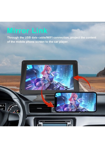 Taşınabilir Araba Stereo Kablosuz Carplay Android Otomatik Bluetooth Hands-Serbest/ayna Bağlantısı/navigasyon/aux ile 7 Inç Araba Radyosu (Yurt Dışından) fiyatları