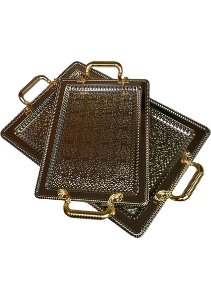 2'li Dikdörtgen Model Lüx Paslanmaz Çelik Sunum Tepsisi fırsatları