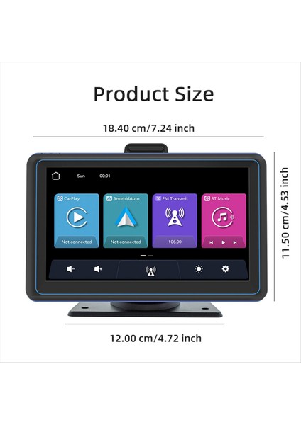 7inch Araba Dokunmatik Ekran Kablosuz Carplay ve Android Otomatik Otomobil Taşınabilir Otomatik Multimedya Oyuncu Navigasyon Ekranı (Yurt Dışından) indirimleri