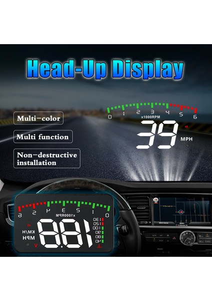 A900 Araba Hud Obd Rpm Metre Kafa Ekran Araç Aksesuarları Çok Display Aksesuarları Dijital Hız Motoru Rpm Su Sıcaklığı (Yurt Dışından) fiyatları