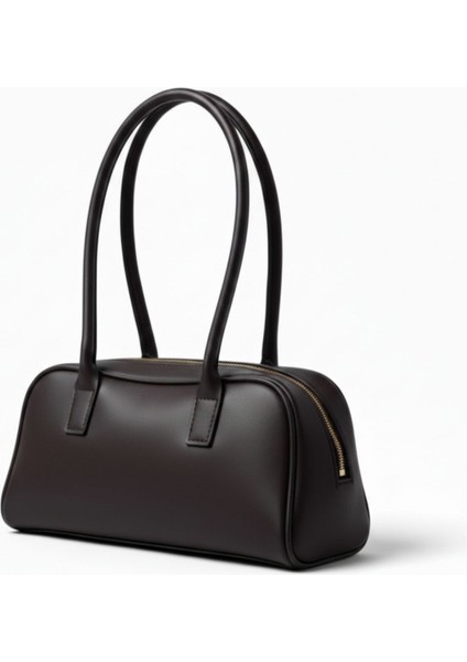 Yatay Formlu Çift Saplı Omuz Çantası - Acı Kahve fiyatları