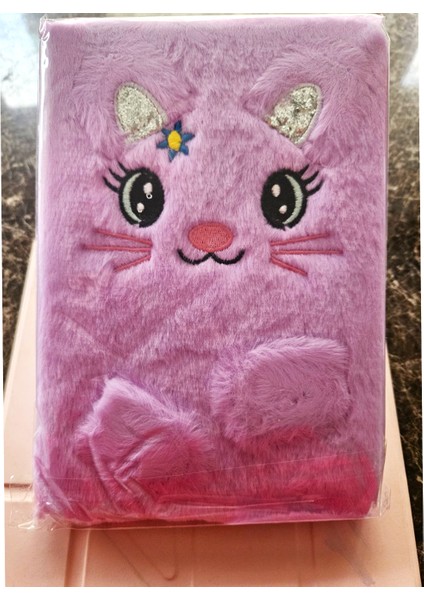 Peluş Tüylü Hayvan ve Çilek Desenli Çizgili Defter 1 Adet modelleri