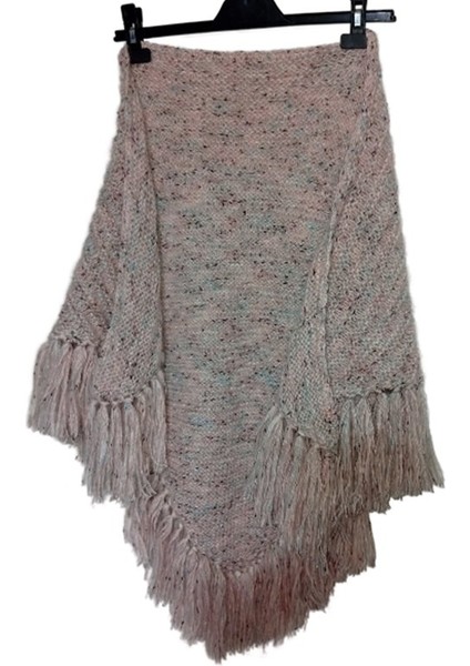 El Örgüsü Kırçıllı Pudra Orta Boy Şal