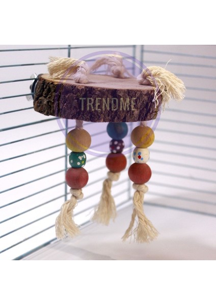 Trendme Odun Dilimi Boncuklu Kuş Tüneği