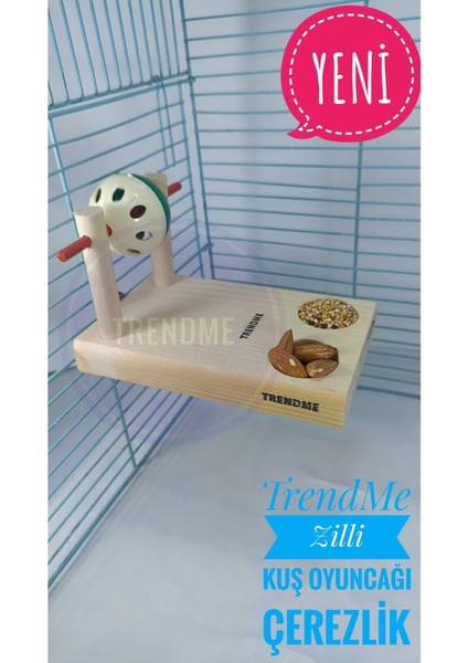 Trendme Ahşap Zilli Top Tünekli Yemlik