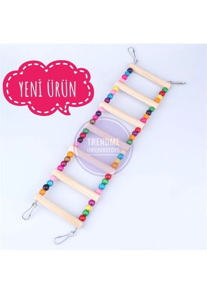Trendme Ahşap Boncuklu Kuş Merdiveni 7 Basamaklıdır