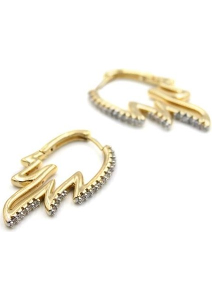 Taşlı Vip Küpe - Altın