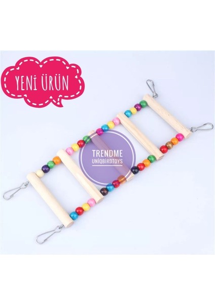 Trendme Ahşap Boncuklu Kuş Merdiveni ( 5 Basamaklıdır. )