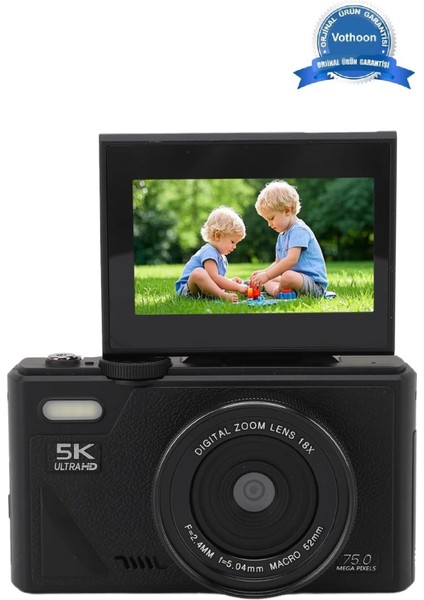5k 75MP Hd Dijital Kamera 18X Dijital Zoom, Flaşlı,3.0 Inç Ekranlı Fotoğraf Makinesi
