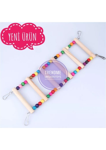 Trendme Ahşap Boncuklu Kuş Merdiveni 6 Basamaklıdır
