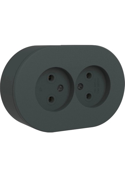 Antrasit Sıva Üstü Ikili Topraklı Priz – Modern Şık Tasarım, Dayanıklı Elektrik Prizi Çiftli