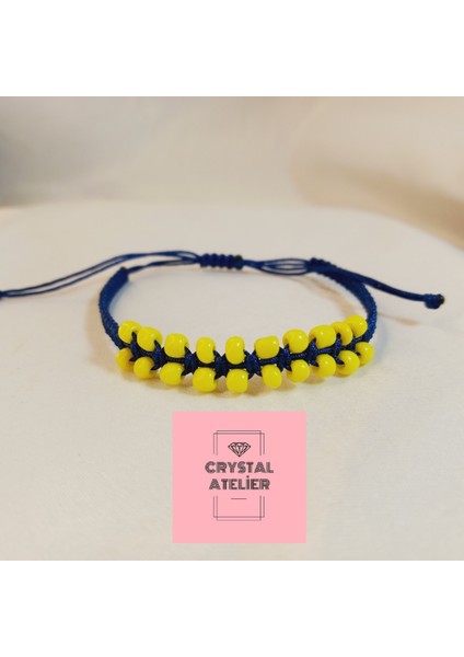 Fenerbahçe Sarı Lacivert Boncuklu Taraftar Makrome Bileklik – El Yapımı Ayarlanabilir Unisex - Fenerbahçe Bileklik - Taraftar Bileklik - 1907 Fener Fb Kanarya Sarı Lacivert Bileklik