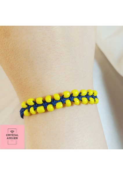 Fenerbahçe Sarı Lacivert Boncuklu Taraftar Makrome Bileklik – El Yapımı Ayarlanabilir Unisex - Fenerbahçe Bileklik - Taraftar Bileklik - 1907 Fener Fb Kanarya Sarı Lacivert Bileklik fırsatları