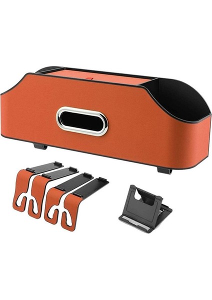 Araba Koltukları 2 Içecek Fincanı Cep Telefonu Tutucuları Kancalar ve Doku Kutusu Aksesuarları ile Arka Plan Düzenleyicisi - Turuncu (Yurt Dışından)
