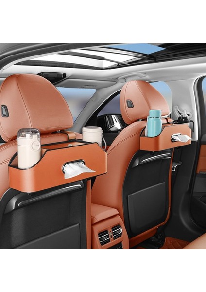 Araba Koltukları 2 Içecek Fincanı Cep Telefonu Tutucuları Kancalar ve Doku Kutusu Aksesuarları ile Arka Plan Düzenleyicisi - Turuncu (Yurt Dışından) indirimleri