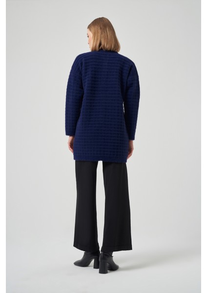 Taş ve Broş Detay Angora Hırka 7010 Lacivert modelleri