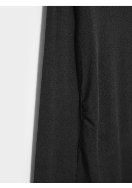 32194 Uzun Kollu Büzgülü Top-Siyah