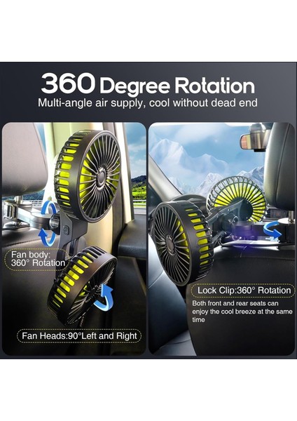 USB Araba Soğutma Fanları Arka Sandık Çift Head Araba Fanları Için 3 Hız 3 Hız 360 ° Döner Araç Arka Kapı Döküm Fanları (Yurt Dışından) modelleri