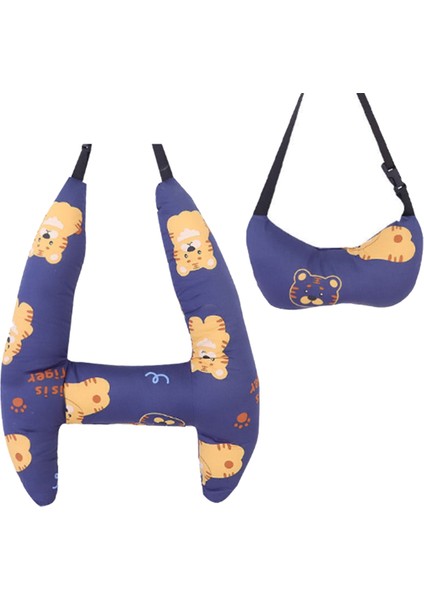 Araba H Şekil Kapsamı Yastığı Çocuk Araba Uyku Güvenliği Seyahat Yastığı Karikatür Deseni Yıkanabilir Konforlu Yumuşak Sidam (Yurt Dışından)