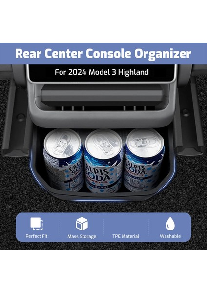Tesla Model 3 Highland 2024 Için Arka Merkez Konsol Organizatörü Arka Koltuk Saklama Kutusu Çöp Kutusu Arka 2 Sıra Koltuk Organizatör (Yurt Dışından) fırsatları