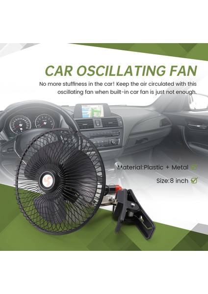 12V Taşınabilir Araç Otomatik Elektrikli Araç Fanı Salınan Araç Soğutma Fanı Düşük Gürültü Çakmak 8 Inç (Yurt Dışından) indirimleri