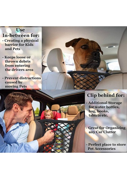 3x 3 Katmanlı Araba Örgüsü Gerilebilir Koltuk Arka Çantası Arka Koltuk Evcil Hayvan Çocuklarının Bariyeri Kargo Dokusu Çanta Sahibi (Yurt Dışından) fiyatları