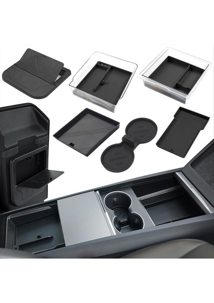 Tesla Model 3 Highland 2024 Merkez Konsolu Organizatör Seti Için Arm Emri Gizli Saklama Kutusu Kupası Yastık Aksesuarları 6pcs (Yurt Dışından) indirimleri