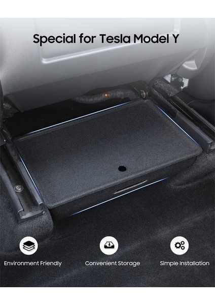 Tesla Model Y 2020 2021 2022 Flocked Keçe Tepsisi Gizli Saklama Kutusu Kapak Çöp Kutusu (Yurt Dışından) fırsatları