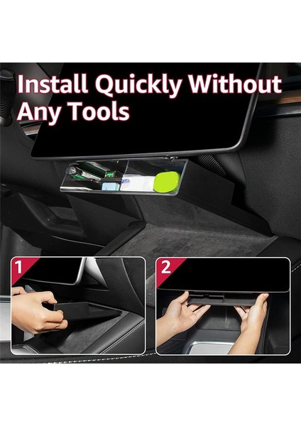 Tesla Model 3 Model Y 2021-2023 Aksesuarlar Için Ekran Depolama Organizatör Kutusu Anahtar Kart Gadget Depolama Büyük Alan (Yurt Dışından) modelleri