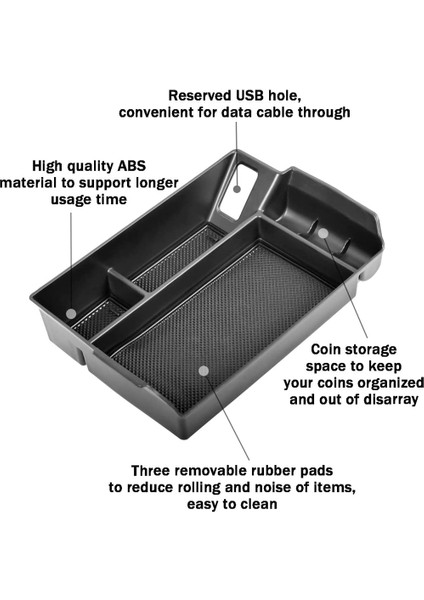 Toyota Sienna 2021 2022 Aksesuarlar Için Orta Konsol Organizatör Tepsisi Siyah Kaymaz Paspaslı Depolama Kutusu Ekleme Kutusu (Yurt Dışından) fırsatları