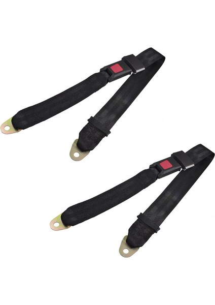2x Siyah Ayarlanabilir Iki Nokta Otomatik Araç Güvenliği Emniyet Kemeri Kova Emniyet Belmeliği (Yurt Dışından)