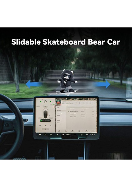 Tesla Model Y/3/cybertruck 2017-2026 Aksesuarları Için Kayma Kaykay Ayı Araba Iç Kontrol Ekran Dekorasyonu (Yurt Dışından) fiyatları