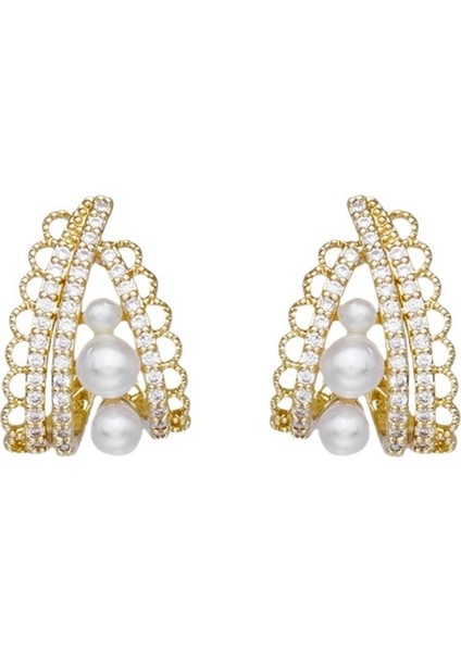 Inci ve Zirkonyum Dantel Küpeler, Fransız Tarzı Küpeler, Vintage Kadın Küpeleri (Yurt Dışından)