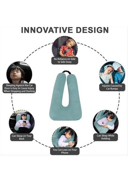 Seyahat Yastığı Çocuk Seyahat Yastığı Çok Fonksiyonlu Araç U Şeketli Yastık Arka Koltuk Kafaları ve Vücudu (Yeşil) (Yurt Dışından) indirimleri